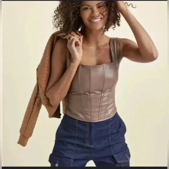 FAUX Leather Corset Top size 1X - Picture 1 of 15